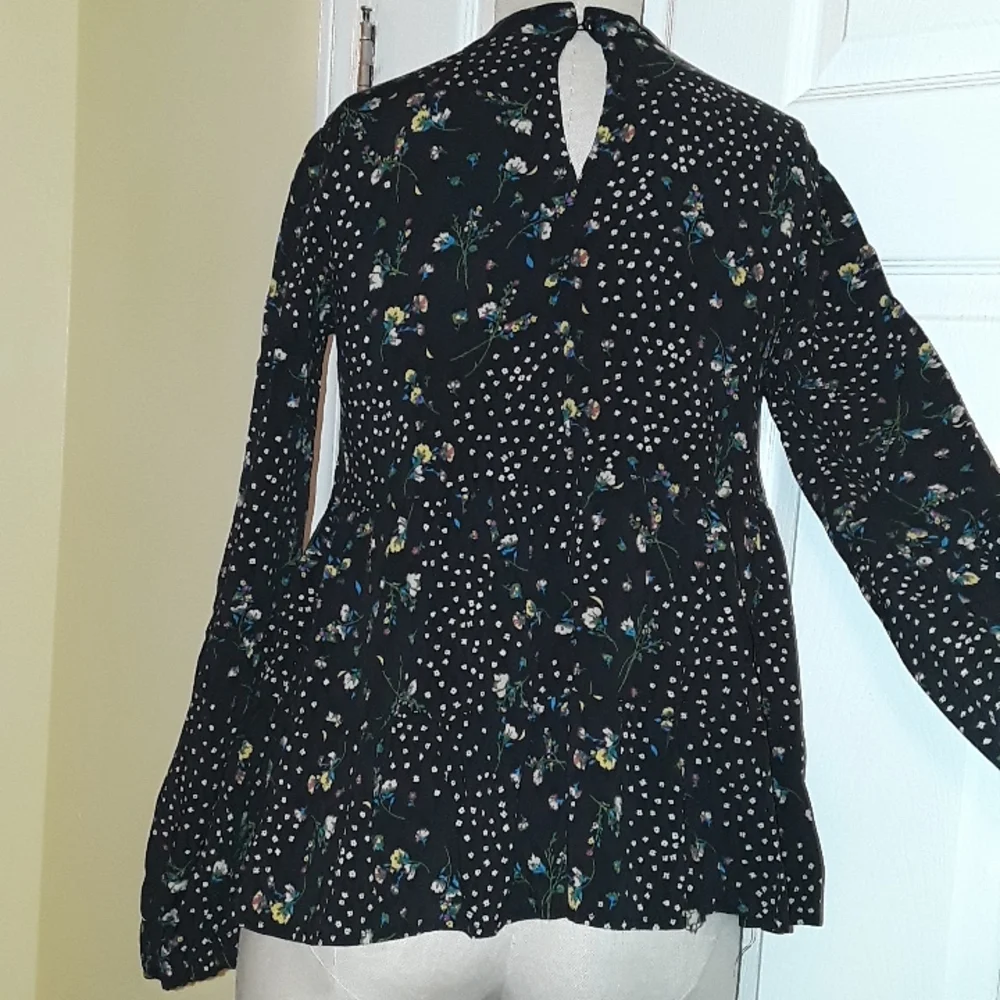 Art Class Floral Long sleeve Ruffle tiered High Neck boho Top Girls XL Women S - Picture 7 of 14